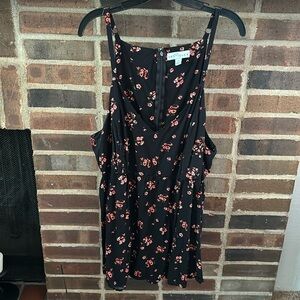 Womens Plus Size Boutique Floral Tank Top, 3X, Black